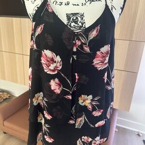 Floral Black Sleeveless Top MEDIUM- VERY SEXY